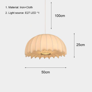 Japanese Style Pendant light Simulated Silk Fabric Chandelier Lamp Simple Indoor Lighting Room Decor Cloth Lampshade For Bedroom Living Room Hotel