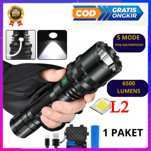 Lampu Senter LED Torch Hunting Cree XM-L L2 6500 Lumens - 701super terang / tahan air /lampu outdoor