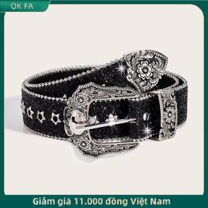 QK FA ✨ Cá Tính Gothic Rhinestone Thắt Lưng Cho Phụ Nữ Cô Gái Thời Trang PU Thắt Lưng Da Cao Bồi Phương Tây Y2K Retro Jeans Váy Trang Trí Nội Thất Dây Thắt Lưng
