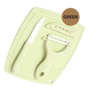 iPii 3in1 Set Lengkap Seramik Pemotong Buar Sayur / Ceramic Fruit Knife Cutting Board Set With Peeler Ceramic Knife Set Paring Peeler Chopping Board Nordic Candy Color Portable Picnic Kitchen Tools