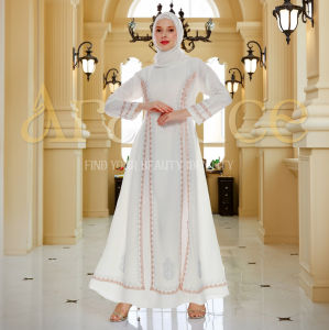 ARALLUCE Dress Putih Wanita Kekinian Terbaru Gamis Abaya Putih Wanita Muslim Turkey