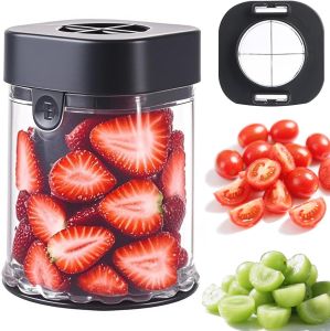 Fruit Slicer Cup Strawberry Slicer Grape Cutter Cup Fruit Slicers Stainless Steel Egg Slicers Strawberry Cutter Kitchen Gadgets Speed Cutters for Banana Grape Egg