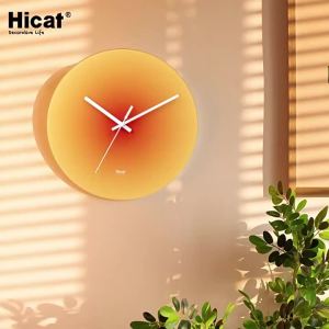 Sacesr Sunset Wall Clock Light Luxury Creative Fashion Silent Glass Clock for Living Room Q8H3K