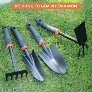 Bộ dụng cụ làm vườn cào cuốc xẻng đa năng Bằng Thép Sơn Tĩnh Điện Tay Cầm Cao Su Chống Trượt