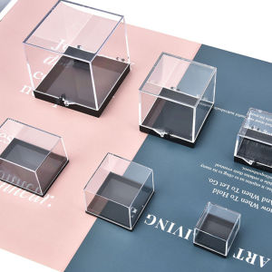 YAFEN 1Pc Storage Boxes Lids Display Clear Container Specimen Mini Square Cube Acrylic Case Rough Mineral Standard