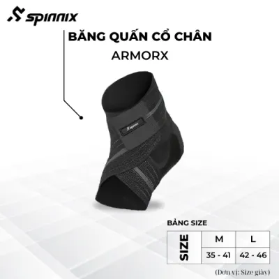 Băng cổ chân thể thao Spinnix ArmorX mỏng nhẹ quấn chữ V tăng lực nén hỗ trợ cổ chân ổn định co giãn