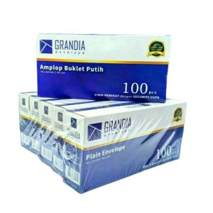 Amplop Putih Grandia 90 DL panjang 110 x 230mm isi 100 Pcs sudah ada lem