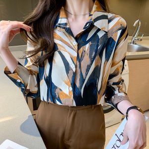 TianShun High Quality Breathable Chiffon Shirt Long Sleeved OL Casual Lapel Top for Women