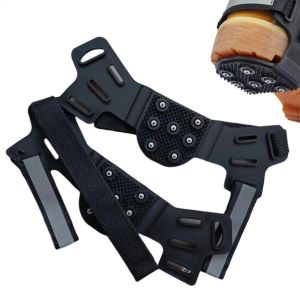 DOOUR 1 Pair 7 Gai Đế chống trượt trên băng Dải phản quang Dây đeo có thể điều chỉnh Dụng cụ chống trượt tuyết Di động Phù hợp phổ quát Đinh giày leo núi Đi bộ đường dài mùa đông
