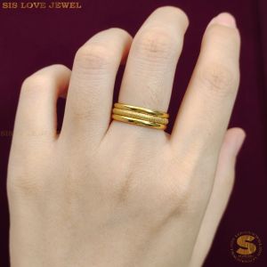 Sis Love Jewel Titanium Steel 18K Gold Plated 3 Layers Ring Cincin Women Fashion Jewelry R003