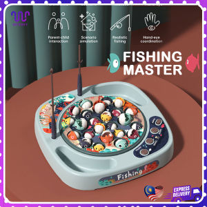Kids Fishing Toy (24 fish & 2 fishing poles) Childrens Electric Rotating Music and Lighting Function Parent-child Interaction Mainan Memancing Budak (24 ikan & 2 tiang pancing) Fungsi Muzik dan Cahaya Berputar