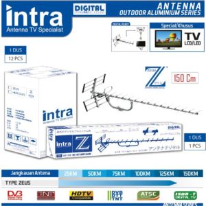 Antena Luar TV Outdoor Digital Analog Intra Hercules/Zeus/Int-003/Int-005/Booster Int-909 Free Kabel 13 Meter Original