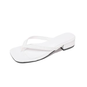 YOTO Womens 2025 Summer Beach Slippers Wedge Flip Flops - Square-Toe Chunky Heel Sandals For Women