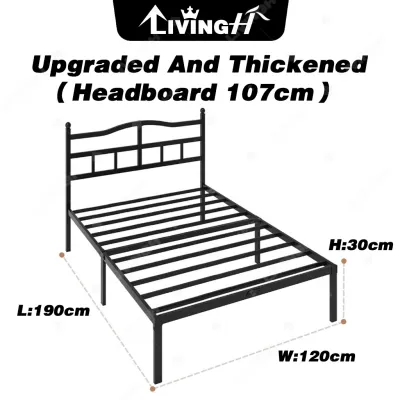 LIVING Upgrade Metal Bed Frame Noheadboard-Black Queen/King/Single Thickened and bolded