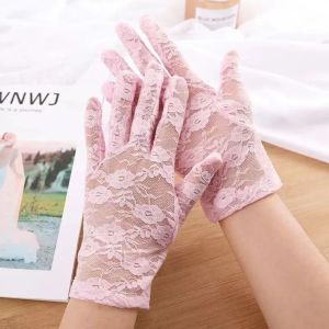 DOWNA Thin Bride Lace Gloves Goth Elegant UV Protection Gloves Fashion Hollow-Out Mittens For Women Female