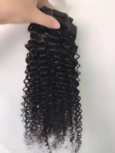 Real Hair Wig Clip Hair 8-Piece Set Kinky curly Clip In Human Hair 120g/set