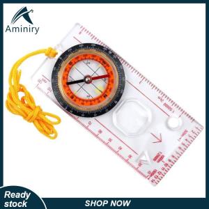 Aminiry[Love sports] ไม้บรรทัดวัดขนาดเข็มทิศแบบพกพาไม้บรรทัดแผนที่แบบมัลติฟังก์ชันพร้อมสายคล้องสำหรับการเดินป่าตั้งแคมป์กลางแจ้ง