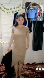 one set crop top bahan knit/setelan rok span bahan knit