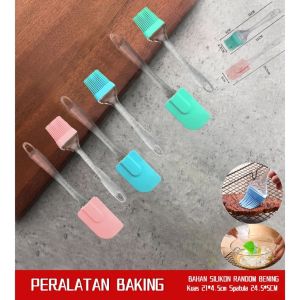 Spatula Silikon Set Peralatan Memasak Baking Silicon Scraper Kuas Minyak Pengocok Telur Adonan Kue
