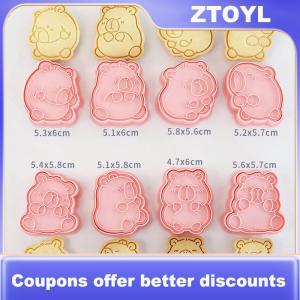 【ZTOYL】 8Pcs set Cat Cookie Cutters Plastic 3D Cartoon Pressable Biscuit Mold Cookie Stamp Kitchen Baking Pastry Bakeware Tool