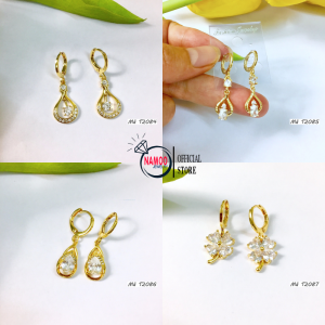 Khuyên Tai Nữ Dạng Hoa Đá T2084 T2085 T2086 T2087 Bông Tai Dáng Dài