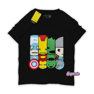 BajuKaos Distro Anak Laki laki Umur 1-13 Tahun Gambar Superhero Hitam
