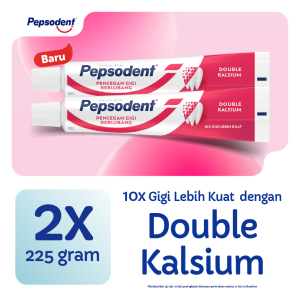 Pepsodent PASTA GIGI Pencegah Gigi Berlubang Anti-cavity Toothpaste dengan Double Kalsium 225gr x2