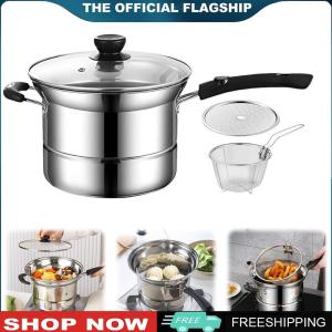 【New Arrival】 One-Handled Pot with Strainer Drain Shelf Lid Pasta Cooking Pot Stainless Steel Sauce Pan for Steaming Cooking Frying