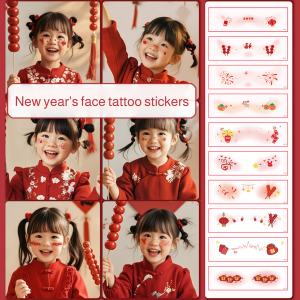 Blush Tattoo Stickers Cute Happy New Year Face Stickers