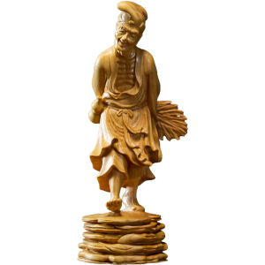 Crazy Monk Statue - Ji Gong Wooden Statue Handcrafted for Home Decor Symbolizing Wisdom Humor and Compassion Perfect for Adding a Unique Touch to Your Living Space Ideal for Feng Shui