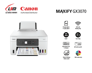 Máy In Phun Đa Năng Canon GX3070 - In Scan Copy - In 2 Mặt Tự Động - In WiFi - Hệ Thống Mực Liên Tục Chính Hãng - Tiết Kiệm Chi Phí - Hàng Chính Hãng