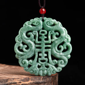 TIMESWIND National Style with Certificate Green Natural Jade Hollow Ssangyong Brand Lucky Women Pendant Necklace Y1N