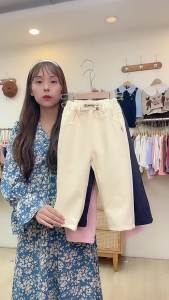 LZD  Quần Dễ Phối Nhung Co Giãn Dày Dặn Cho Trẻ Em Thường Ngày Vải Nhung Kẻ Cho Bé Gái Thu Đông Hàn Quốc