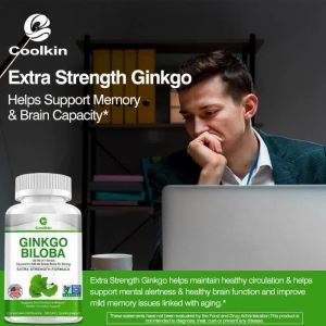 Coolkin-GINKGO BILOBA - Brain Support Vitamins - Cognitive Performance and Concentration - 30/60/120COUNT