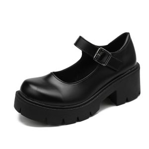 【Ready Stock】Japanese Mary Jane Small Leather Shoes Academy high heel platform JK uniform shoes Lolita flats