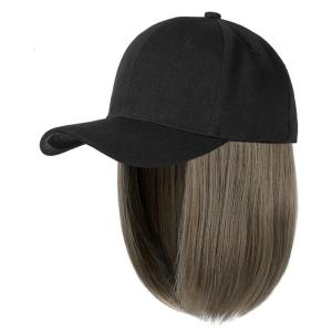 Straight Short Bob Wig Baseball Wig Hat Baseball Cap Hair Wig Hats With Hair Baseball Cap With Hair Extensions For Women