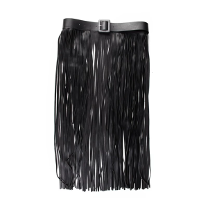 Yuppie Fringe Waistband for Women Elegant Hip Scarf Belt Black Long Fringe Girdle Belt Stylish Accessory