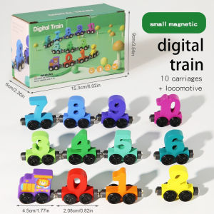 Wooden Magnetic Number Train Blocks Toy for Kids - Educational Assembly Puzzle for Toddlers 1-3 Years Old