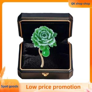 ✨QK shop✨ Fashion Exquisite Green Peony Flower Brooch For Women Girls Vintage Anti-slip Pins Versatile Corsage Clothing Accessories Gifts