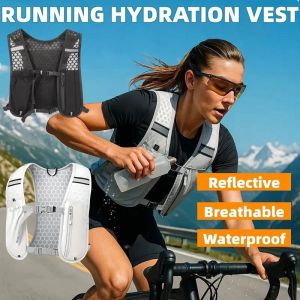 Running Hydration Vest Reflective Waterproof Hiking Backpack Multi-Pocket Water Bottle Bag