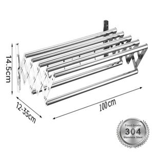 SPACEMADER Stainless Steel Foldable Organizer Storage Rack Bathroom Towel Rack Wall Mount Retractable Wall Mounted Clothes Rack