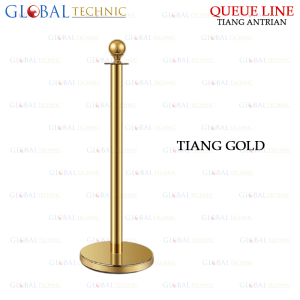 Standing Barrier Queue Line Golden / Tiang Antrian Antrian Stainless Penghalang Jalan
