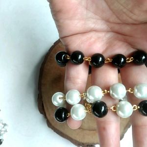 Gelang Wanita Mote Mutiara Hitam Putih