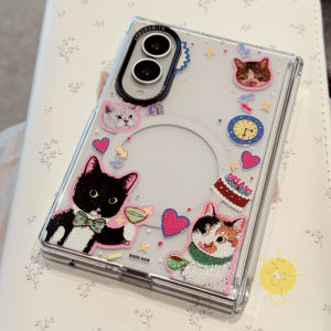 For Z Fold 8 Ultra Case Magnetic TPU Korean Style Cat Metal Phone Case For SAMSUNG Galaxy Z Fold 8 7 Cover Aesthetic Korean Cute