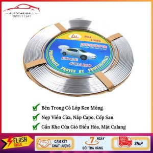 Nẹp viền chữ U mạ Crom trang trí ô tô cuộn dài 13m màu Bạc- hàng lại 1