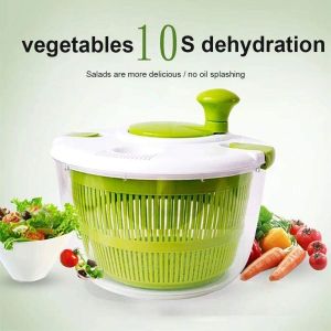 LARGE 5L SALAD SPINNER VEGETABLE WASHER WITH BOWL JUMBO SALAD SPINNER MANUAL LETTUCE DRYER WITH CRANK HANDLE & LOCKING LID