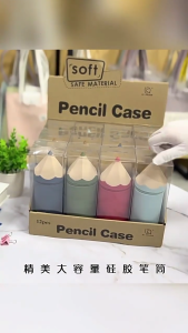 Telescoping Pencil Case Silicone Pen Pouches with Suction Cup Desk Pencil Holder for Kid Student Back to School Supplies