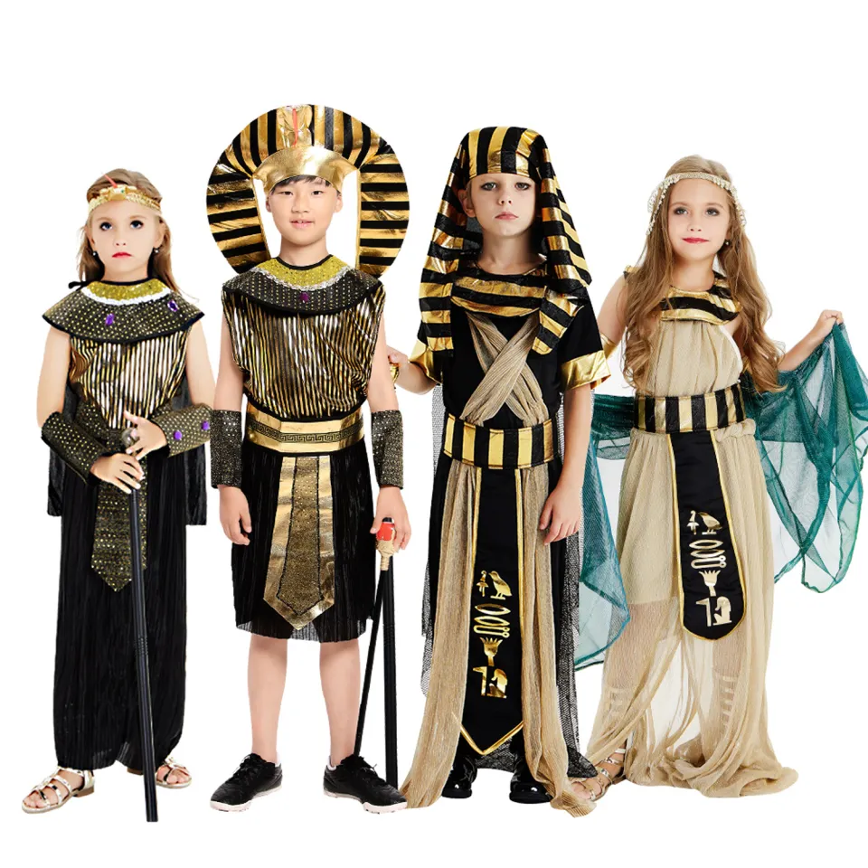 Kids Boys Pharaoh Costume Girls Cleopatra Costume Kids Egyptian Princess  Dress Queen of The Nile Outfit King Arabian Prince Costume Children  Halloween Cosplay