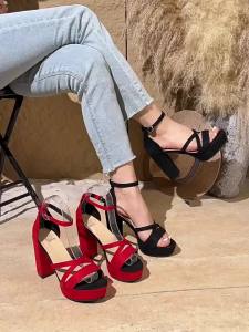 [Free Shipping] Open-toe square toe high-heeled sandals for women fashionable stiletto sandals