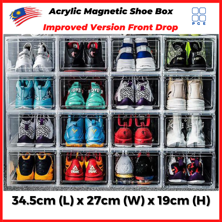 NEW VERSION FRONT DROP HARD CASE STACKABLE ACRYLIC MAGNET MAGNETIC SHOE ...